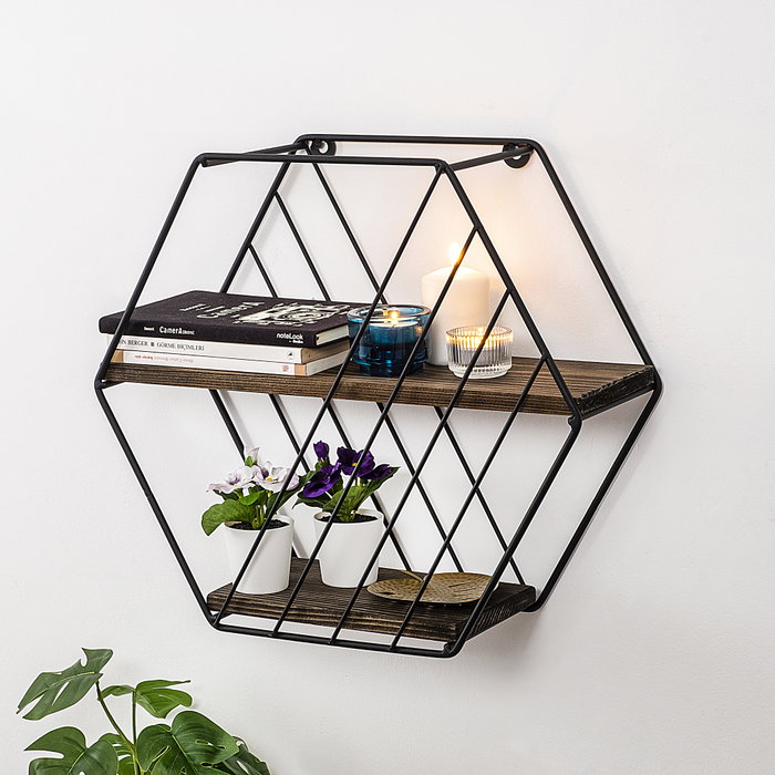 Hanah Home Liliales Estante Flotante Negro y Nogal Oscuro Hanah Home Liliales Estante Flotante Negro y Nogal Oscuro